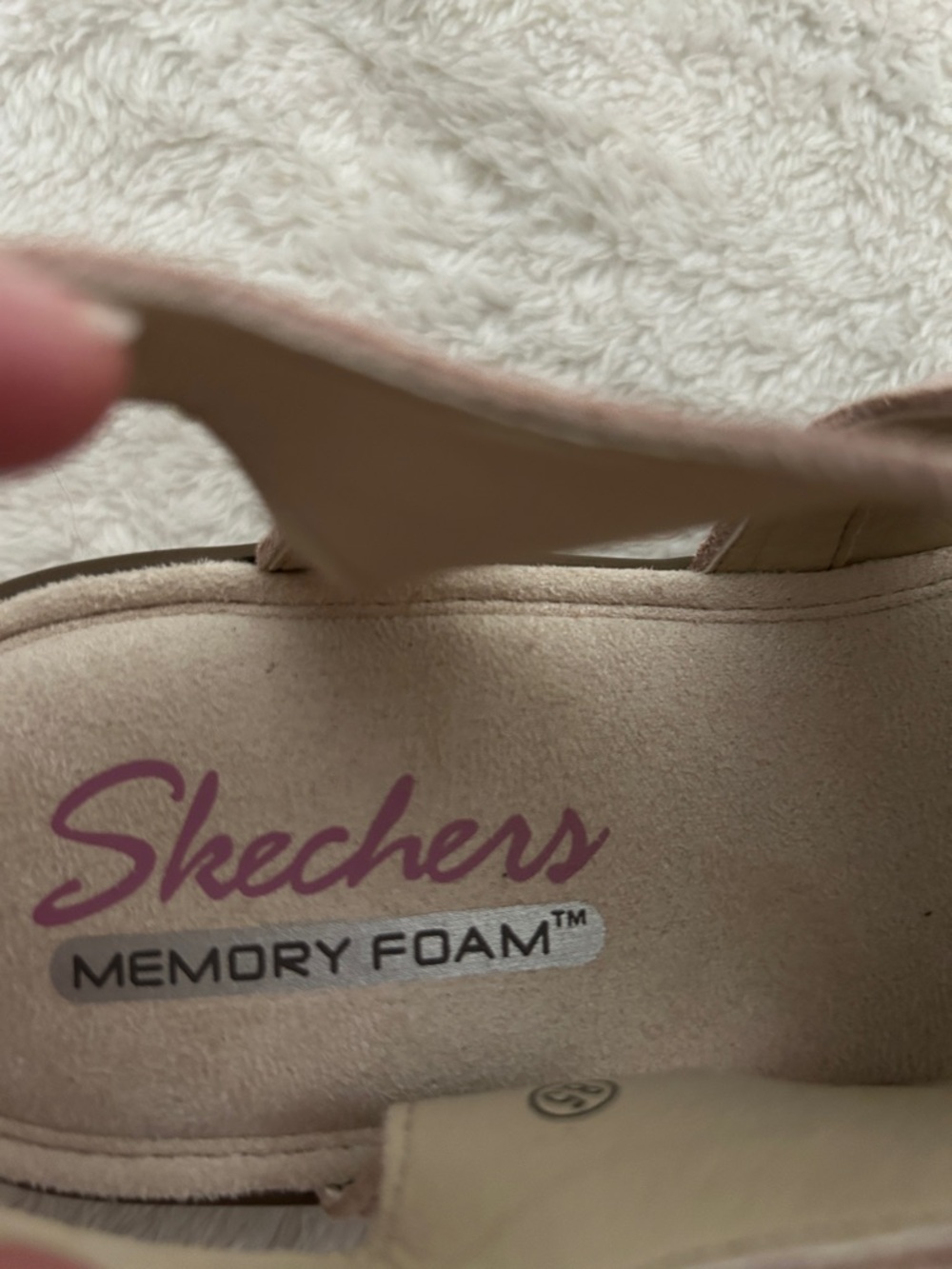 Skechers Blush Pink Suede Wedge Sandals - Picture 2 of 5